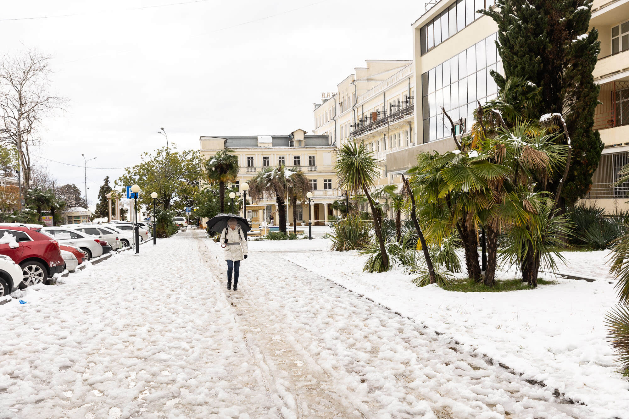 Как жители Сочи встретили обильный снегопад. Фоторепортаж