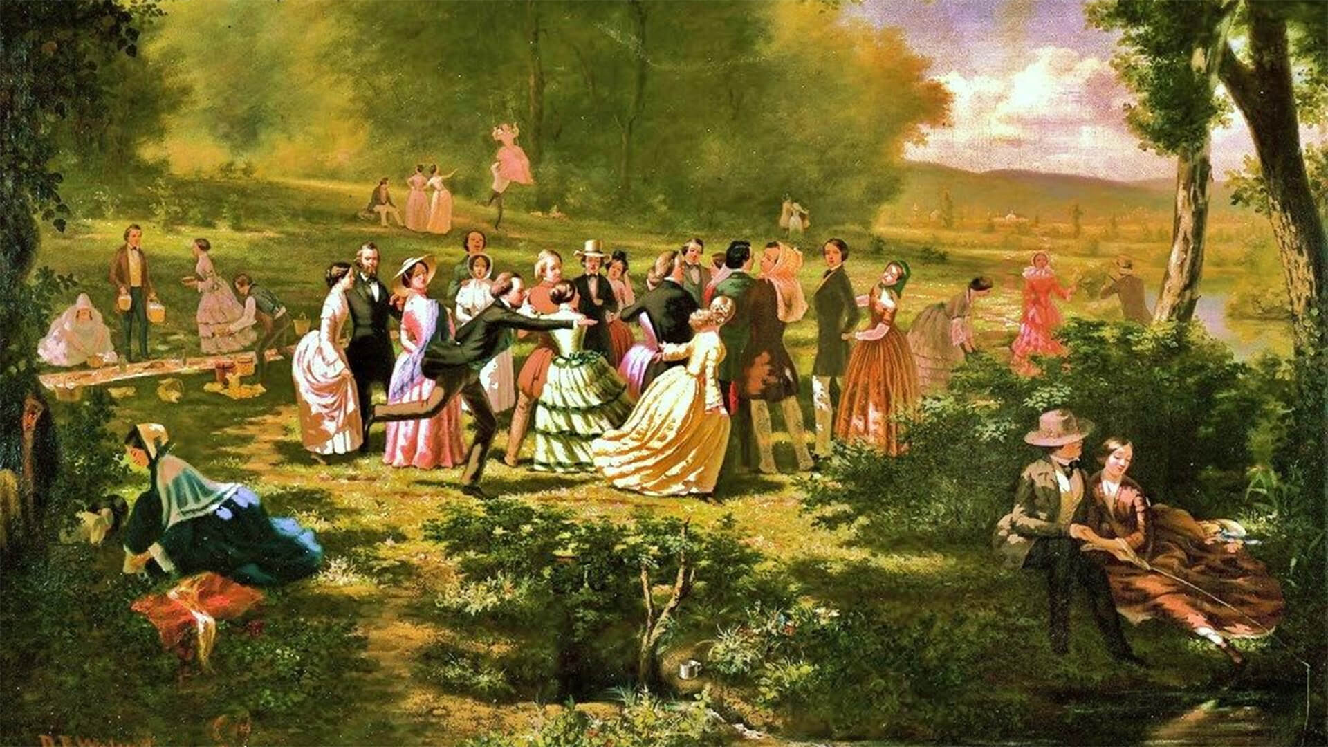 Пикник картина. Пикник 18-19 век. Jerome Thompson (1814-1886). Пикник 19 век. Пикник 18 век.