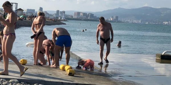 Жители Новороссийска после ливней вернули смытых в море карпов обратно в лиман