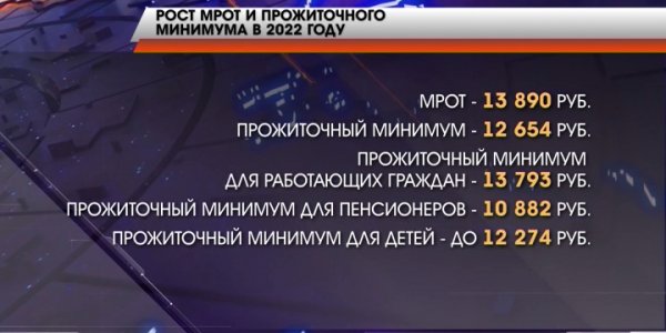 В России в 2022 году вырастут МРОТ и прожиточный минимум