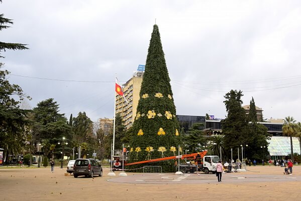 В Сочи начали украшать главную городскую новогоднюю елку