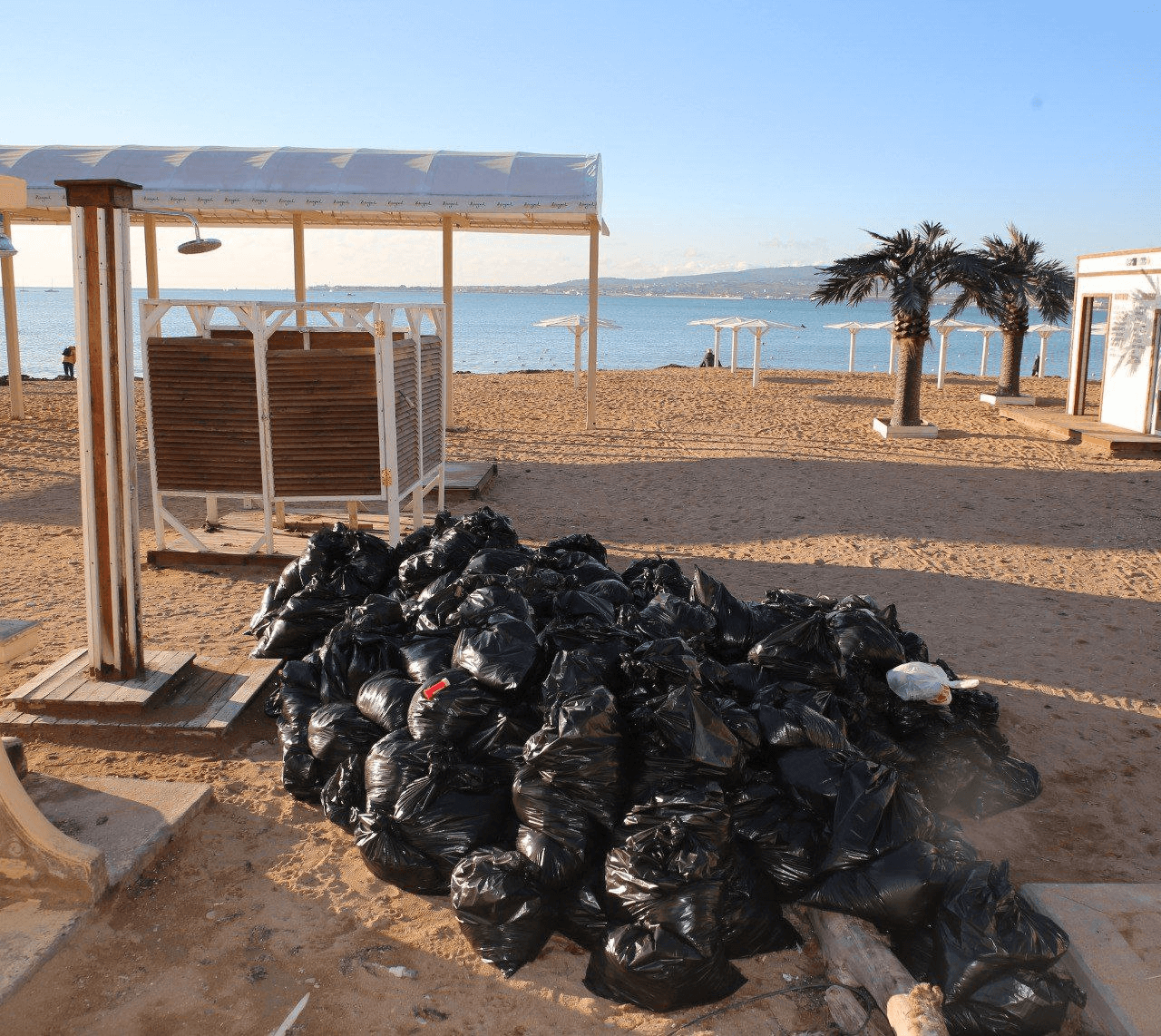 С пляжей Геленджика убрали 55 тонн водорослей