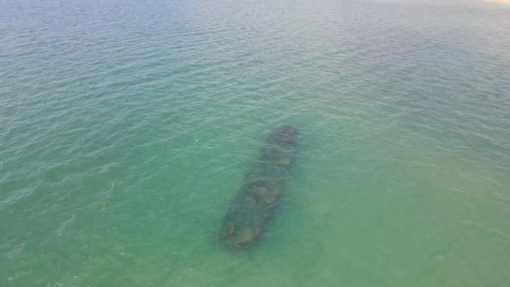 В соцсети выложили новые кадры с затонувшим под Анапой в годы войны сухогруза