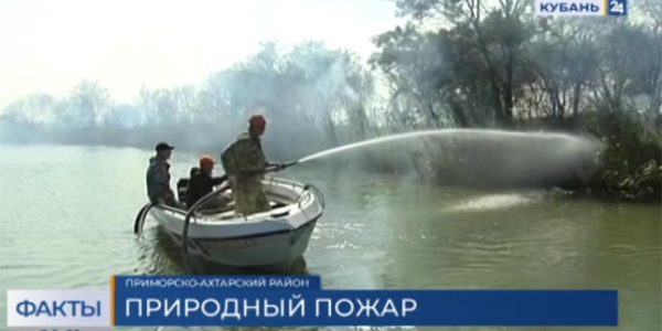 В Приморско-Ахтарском районе пожар в плавнях тушили больше 5 часов