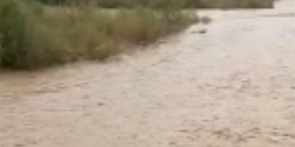 В Лабинском районе поднявшаяся из-за дождей река подмыла берег у дороги