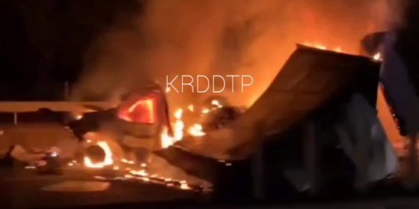 В Кущевском районе на трассе ГАЗ врезался в фуру и сгорел дотла