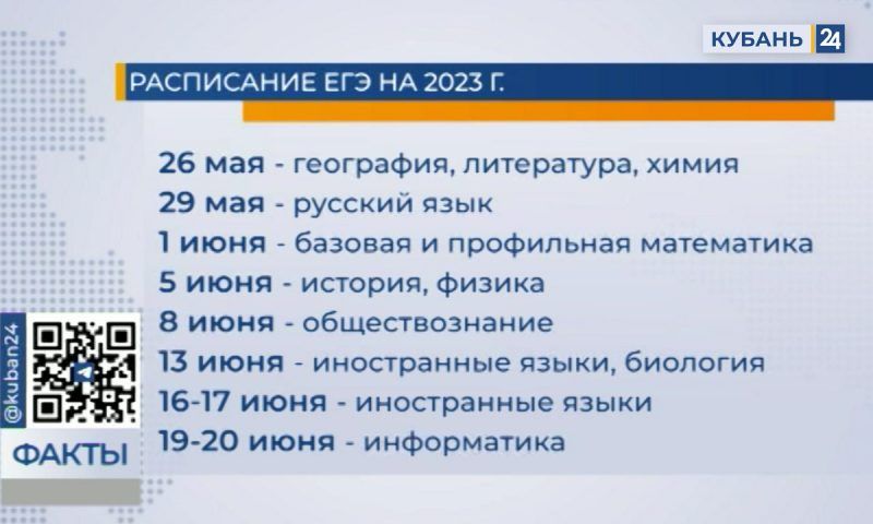 В 2023 году основной период ЕГЭ пройдет на Кубани с 26 мая по 20 июня