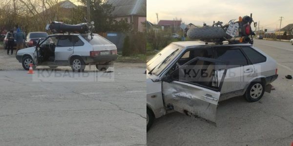 В Крымске мотоциклист влетел на крышу «девятки»