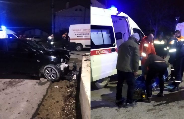 Пострадали три человека: легковушка влетела в бетонное ограждение в Новороссийске