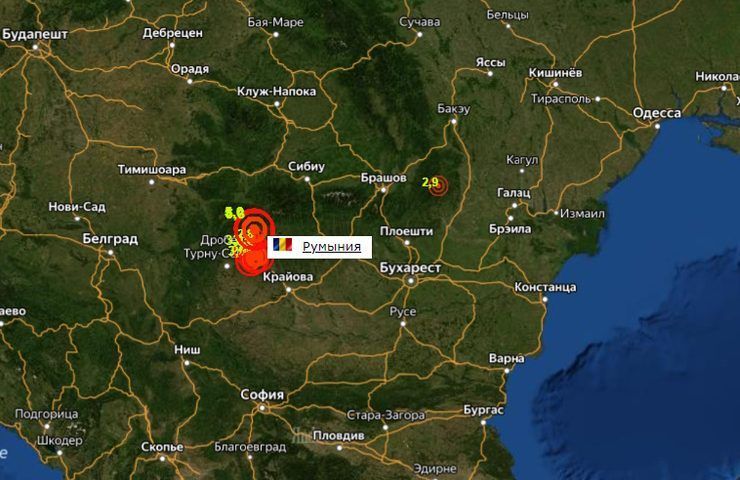 В Румынии произошло землетрясение магнитудой 5,7
