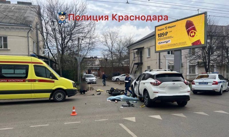 Мотоциклист погиб в ДТП с внедорожником в центре Краснодара