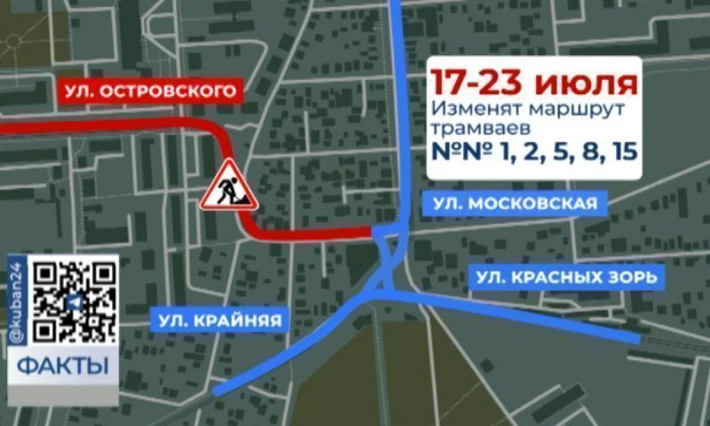 В Краснодаре для проезда трамвая открыли Московскую, но закрыли Островского