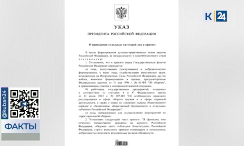 Путин подписал указ о присяге для добровольцев СВО и бойцов теробороны