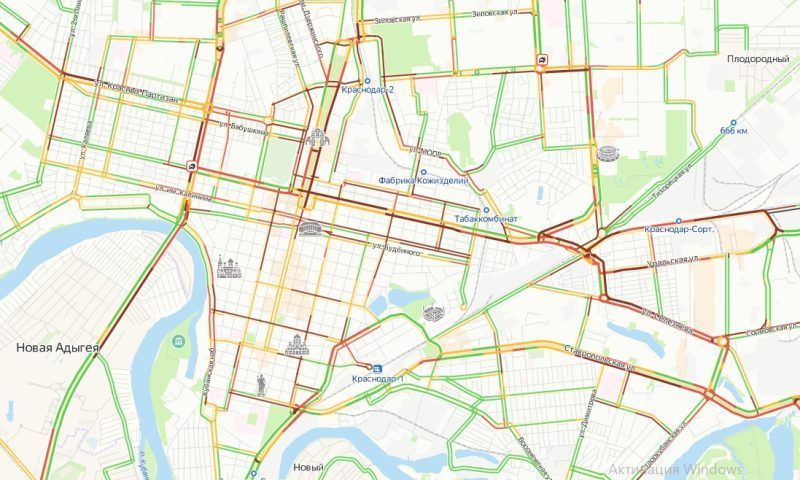 В пятничный вечер Краснодар увяз в 9-балльных пробках