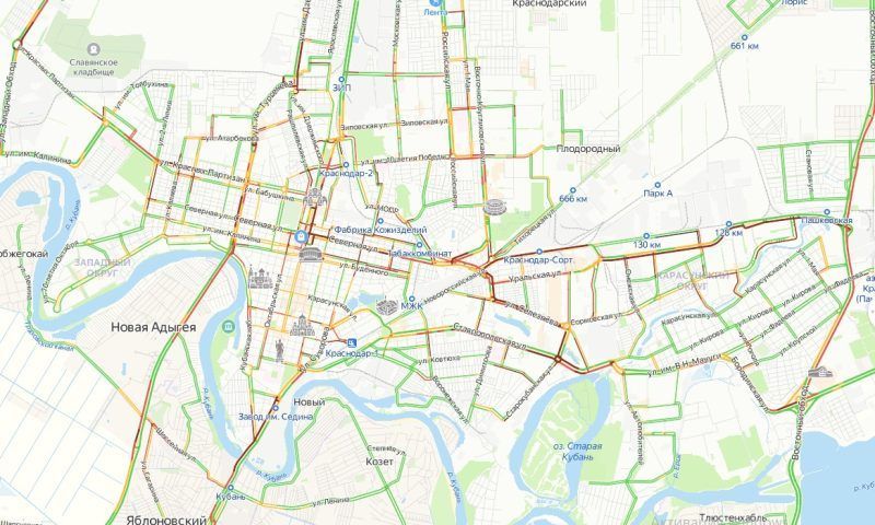 Краснодар в очередной раз на неделе «застрял» в 10-балльных пробках