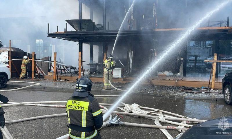 Пожар произошел на площади около аэропорта в Минводах на Ставрополье