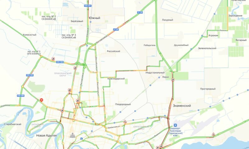 10 баллов в полдень: план «Перехват» 3-й день парализует движение в Краснодаре