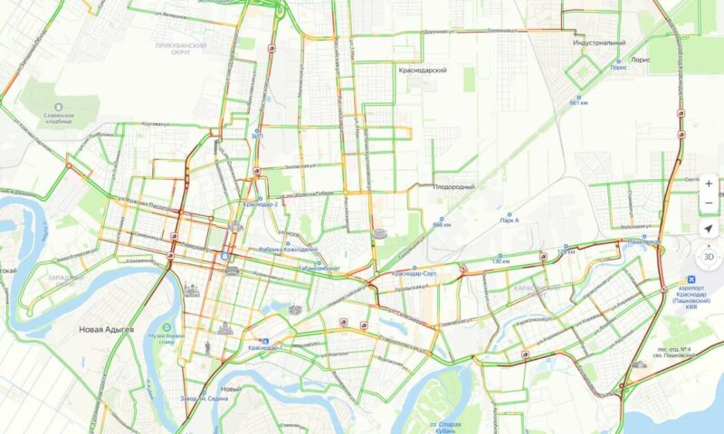 10-балльные пробки сковали Краснодар 24 октября из-за плана «Перехват»