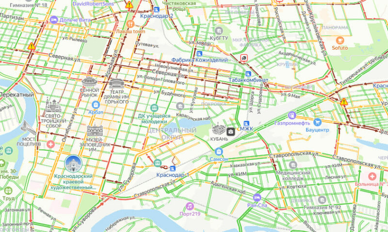 Краснодар увяз в 9-балльных пробках вечером в пятницу 22 ноября