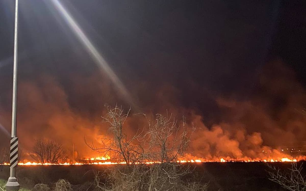 Трава загорелась в Горячем Ключе на площади 400 кв. метров