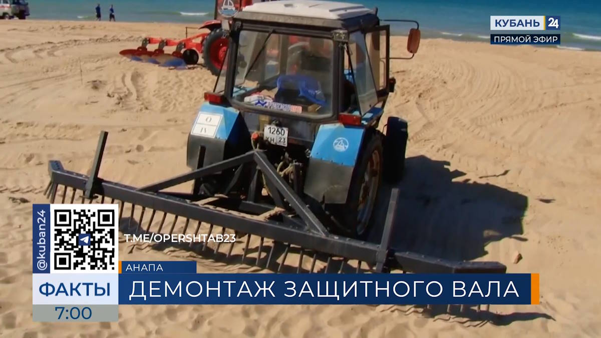 В Анапе демонтировали 7,5 км защитного вала на пляжах
