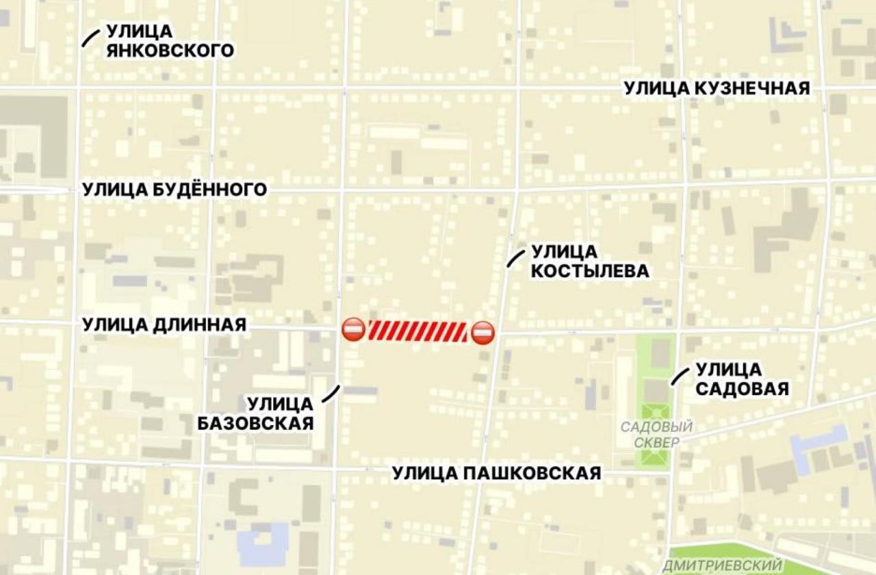 Участок улицы Длинной в Краснодаре перекроют с вечера 18 июля для ремонта сетей