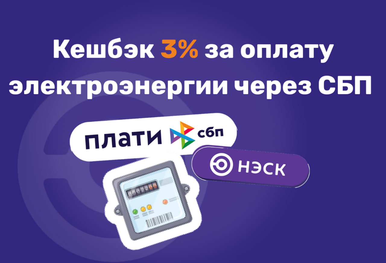 Акция «Оплата электроэнергии в АО «НЭСК» через СБП с выгодой»