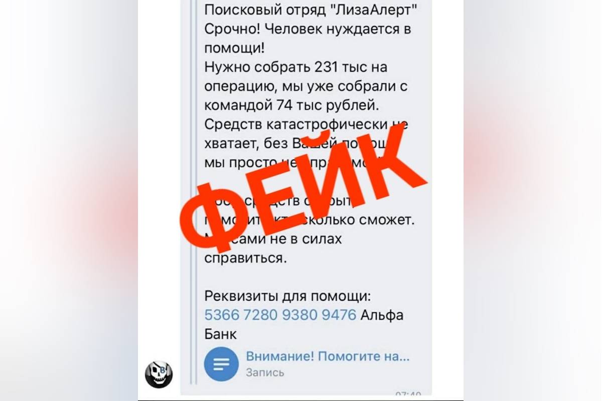 Краснодарский отряд «Лиза Алерт» опроверг информацию о сборах денег на лечение