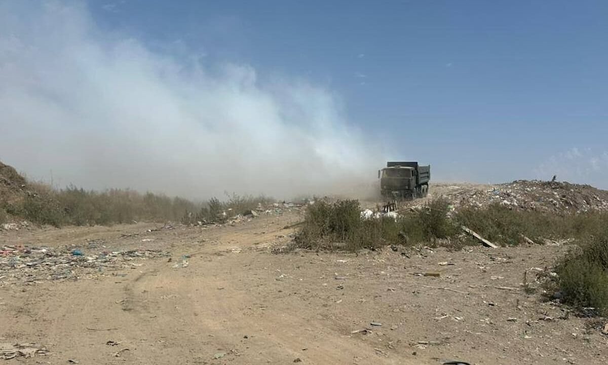 Возгорание вновь произошло на полигоне ТКО в поселке Симоновка Ейского района