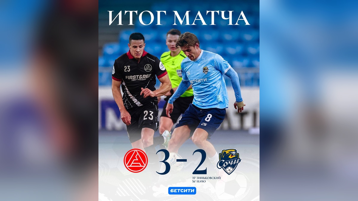 ФК «Сочи» уступил «Акрону» в выездном матче 16-го тура РПЛ