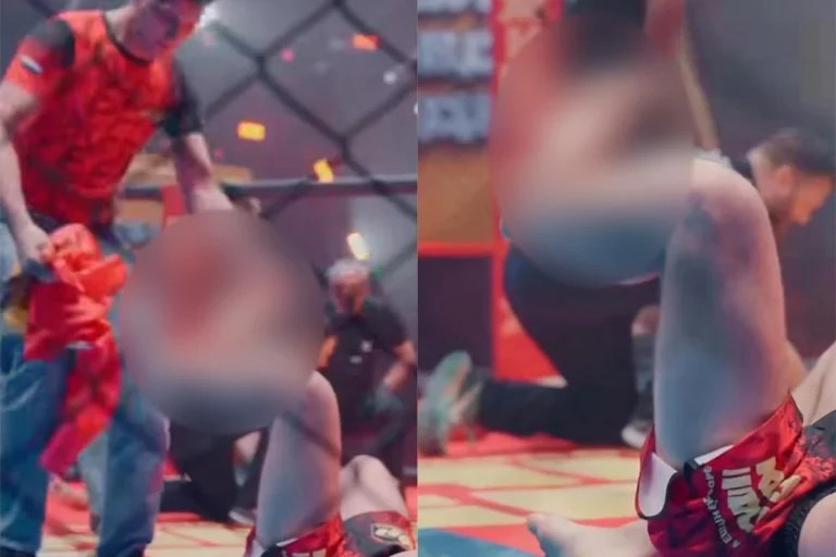 Боец Синещук получил травму ноги, исполнив победное сальто на ринге в Краснодаре