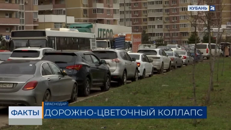 Многокилометровые пробки образовались из-за ажиотажа перед 8 Марта в Краснодаре